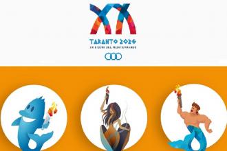 Simbolo e tre mascotte, da votare, per i Giochi del Mediterraneo